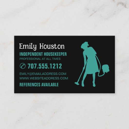 掃除機シルエット,家政婦,メイド 名刺 (正面)