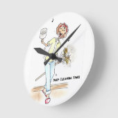 掃除用レディークロック ラウンド壁時計 (傾斜)