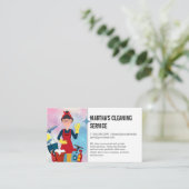 掃除道具を持った人 | ハウスクリーニング 名刺 (スタンド正面)