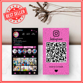 掃除Instagramピンク | ハウスキーピングメイドQR 名刺