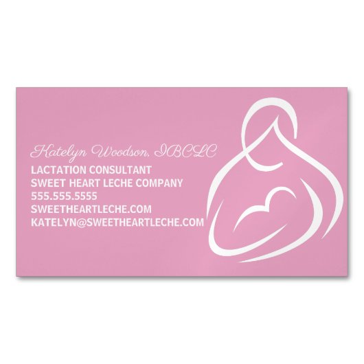 授乳コンサルタントピンク授乳クラス マグネット名刺 (正面)