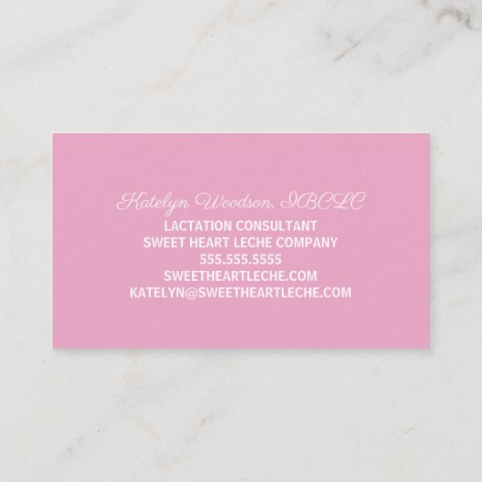 授乳コンサルタント授乳エキスパートピンク 名刺 (裏面)