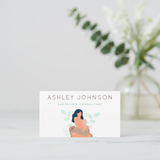 授乳コンサルタント授乳専門家の緑 名刺 (スタンド正面)