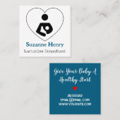 授乳コンサルタント看護ベビーハートブルー スクエア名刺 (正面/裏面)