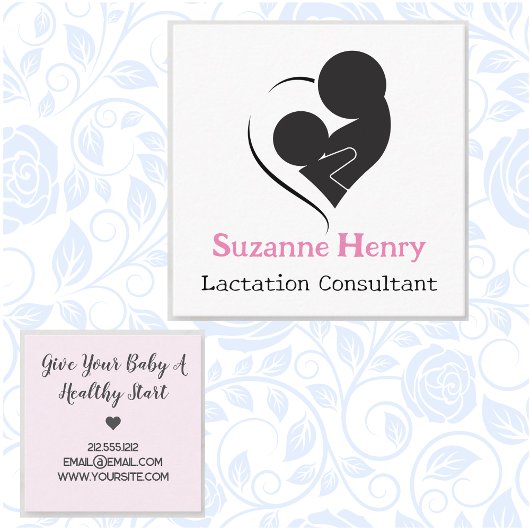 授乳コンサルタント看護ベビーピンク スクエア名刺