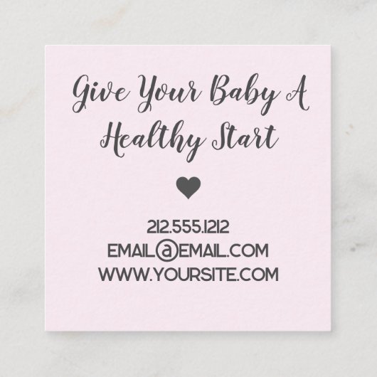 授乳コンサルタント看護ベビーピンク スクエア名刺 (裏面)