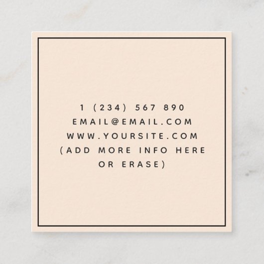 授乳コンサルタント 母乳育児 ブラックフレーム スクエア名刺 (裏面)