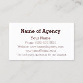 授乳期のコンサルタントの母乳で育てるベビー象 名刺 (裏面)