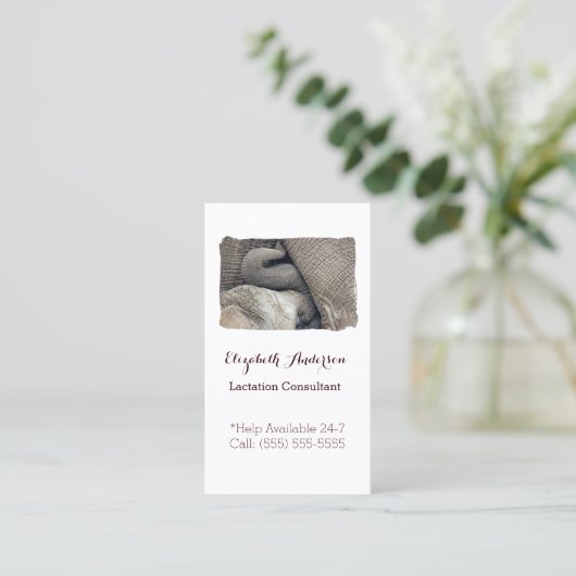 授乳期のコンサルタントの母乳で育てるベビー象 名刺 (スタンド正面)
