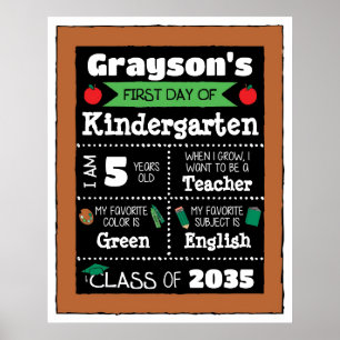 授業の初日シンボルや象徴学生芸術 – 緑 ポスター