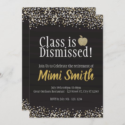 授業は終了 教師の引退 招待状 (正面/裏面)