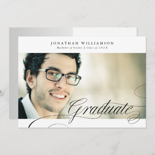 授業フォーマル生エレガント成2枚写真 案内状 (正面/裏面)