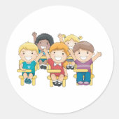 授業中の生徒 ラウンドシール (正面)