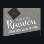 授業懇親会フェイク金ゴールド紙吹雪発表 案内ポストカード<br><div class="desc">高校やクラスの懇親会はがきを保存する。おもしろいフェイク金ゴールドフォイルはっきりした紙吹雪白文字。すべての文字はカスタマイズ可能で、独自のパーティーニーズに合わせて変更できる。 gray</div>