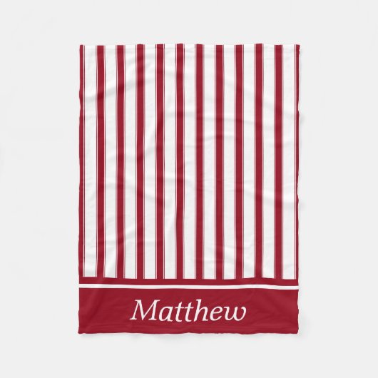 授業日の赤と白のカチカチ音をたてるストライプ フリースブランケット (正面)