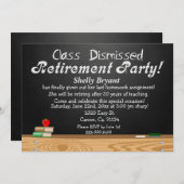 授業終了 チャークボード教師引退 招待状 (正面/裏面)
