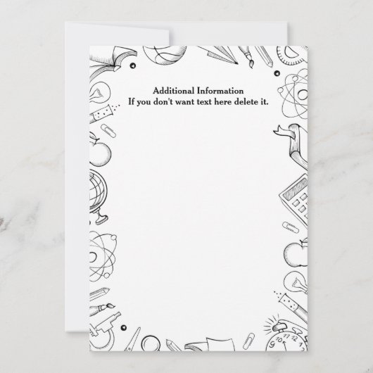 授業終了 学校教師退職パーティー 招待状 (裏面)