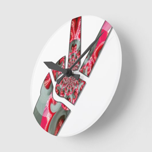 掌中の力: 2本指の敬礼 ラウンド壁時計 (傾斜)