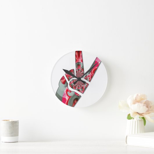 掌中の力: 2本指の敬礼 ラウンド壁時計 (ホーム)