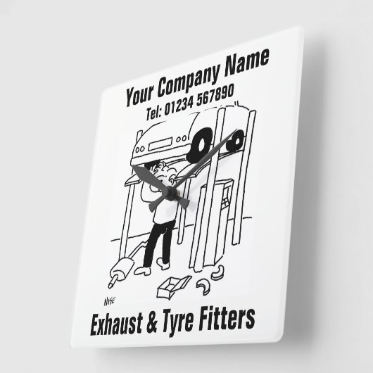 排気およびタイヤフィッター スクエア壁時計 (傾斜)