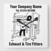 排気およびタイヤフィッター スクエア壁時計 (正面)