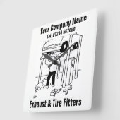 排気およびタイヤフィッター スクエア壁時計 (傾斜)