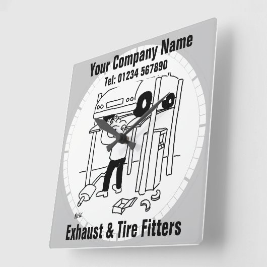 排気/タイヤフィッタ スクエア壁時計 (傾斜)