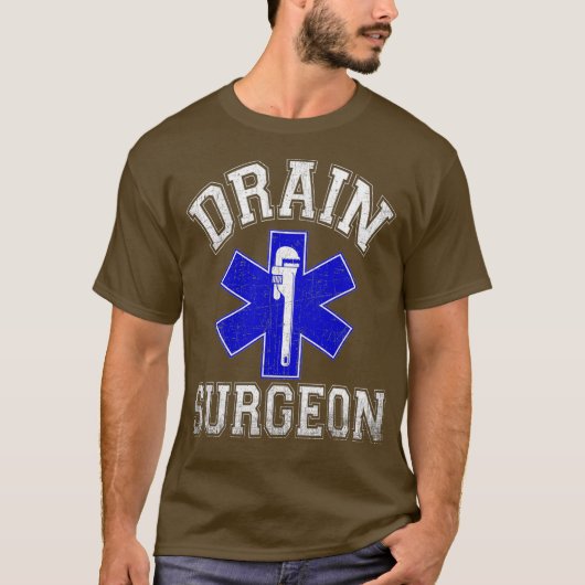 排水外科配管おもしろい工及び配管工 Tシャツ (正面)