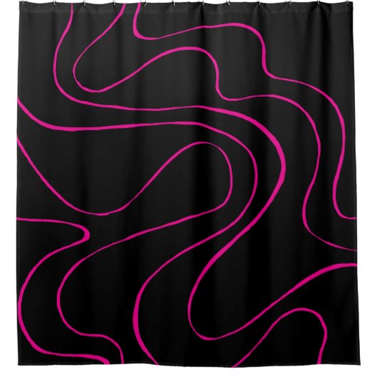 排紙と流れ2 – マゼンタとブラック シャワーカーテン (正面)