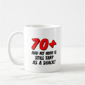 掘っ建て小屋のマグとしてまだ70の心の防水シート コーヒーマグカップ (左)