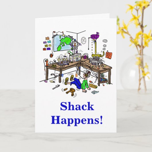 掘っ建て小屋はおもしろいなアマチュア無線のバースデー・カード起こります カード (黄色い花)