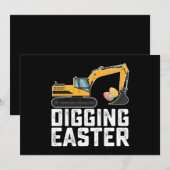 掘りイースターショベル卵狩り おもしろい 招待状 (正面/裏面)