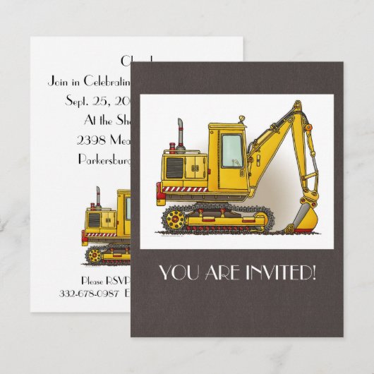 掘り取りショベル 招待状 (正面/裏面)
