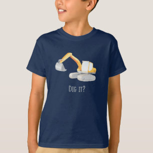 掘る?掘削機少年用シャツ Tシャツ