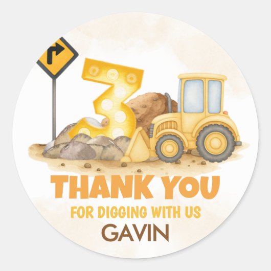 掘るIt建築トラック3rd誕生日パーティー ラウンドシール (正面)