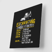 掘削おもしろい時給掘削機 スクエア壁時計 (傾斜)