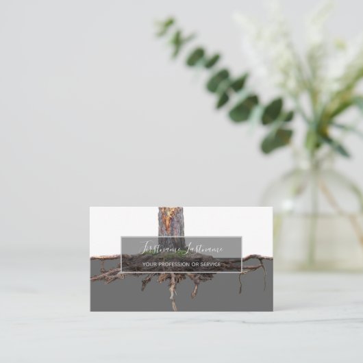 掘削された木の根の灰色の透明長方形 名刺 (スタンド正面)