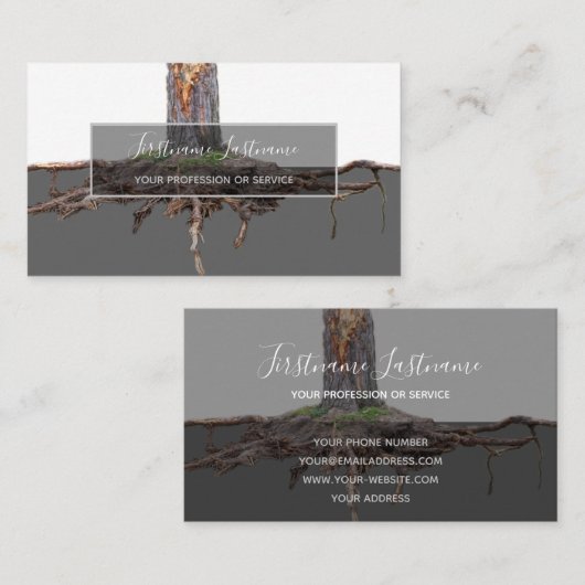 掘削された木の根の灰色の透明長方形 名刺 (正面/裏面)