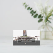 掘削木灰色の四角形ストライプ枠 名刺 (スタンド正面)