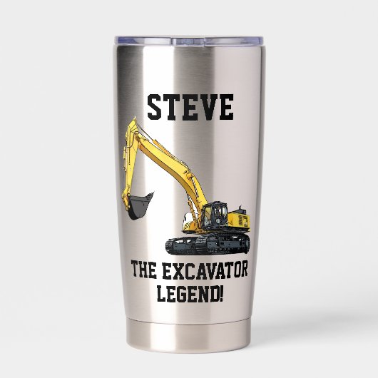 掘削機おもしろい凡例重機運転士 保温保冷タンブラー (背面)