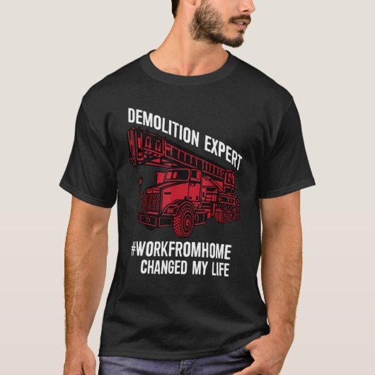 掘削機とクレーンを備えた解体エキスパート Tシャツ (正面)