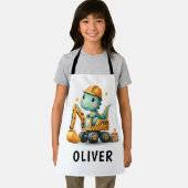 掘削機に乗った可愛い作業恐竜 エプロン (インサイチュ)
