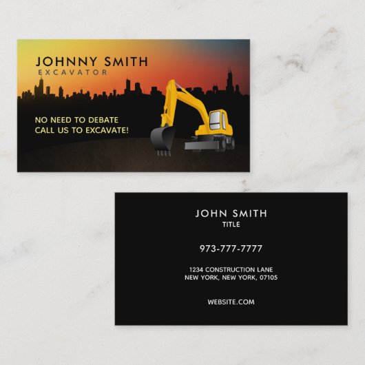 掘削機のスローガンの名刺 名刺 (正面/裏面)