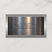 掘削機のロゴ |金属アルミニウムシルバーブラシ仕上げ 名刺 (裏面)