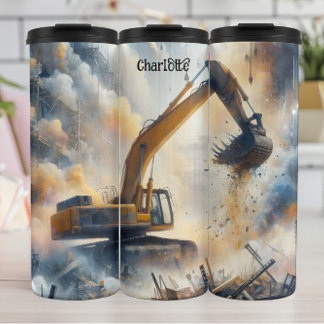 掘削機の動力：建築、ほこり、空 タンブラー