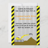 掘削機の建築の誕生日の招待状 招待状 (正面)