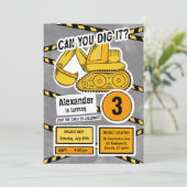 掘削機の誕生日パーティーの招待子供へ 招待状 (スタンド正面)
