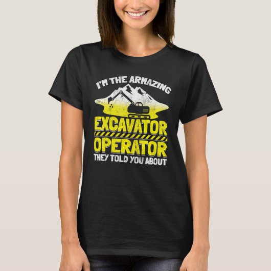 掘削機の重機械作業者ディガー掘削機 Tシャツ (正面)