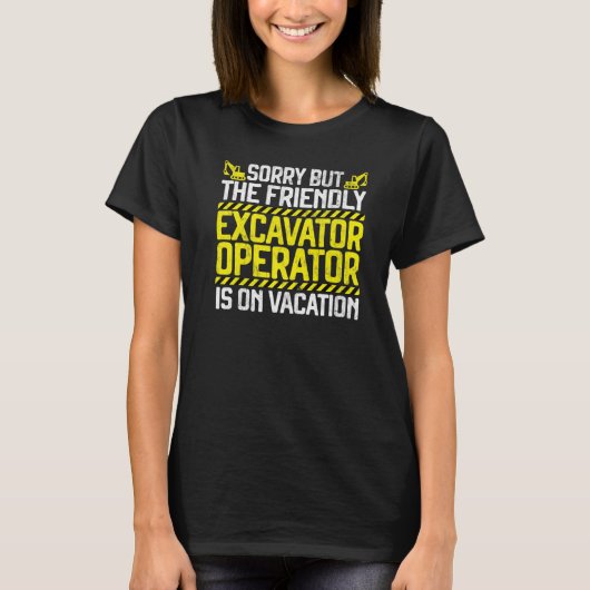 掘削機の重機械作業者ディガー掘削機 Tシャツ (正面)