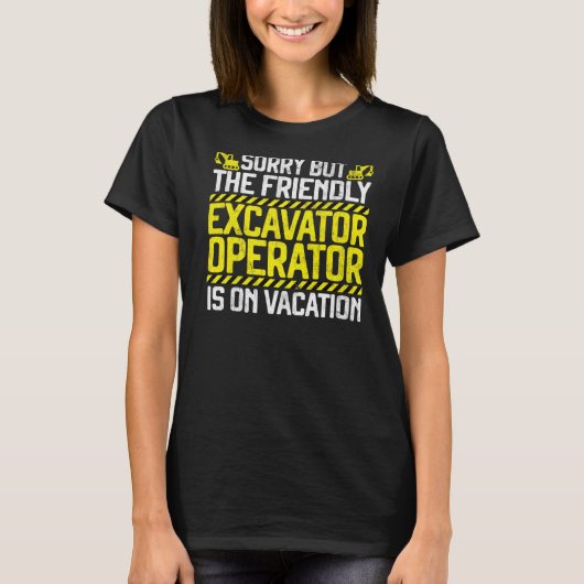掘削機の重機械作業者ディガー掘削機 Tシャツ (正面)